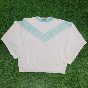 Vintage Snowflake Dolman Sweatshirt Womens Large 22x24 Crop